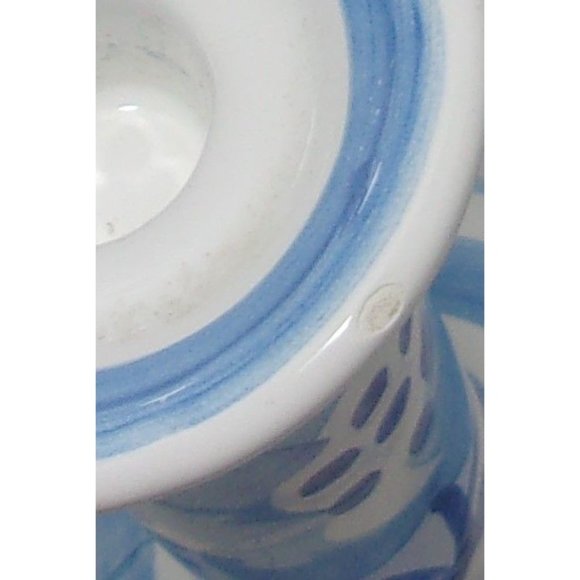 Pair of Bellini Italy Pretty Blue/White Candlesticks Candle Holders 8" - Picture 5 of 10